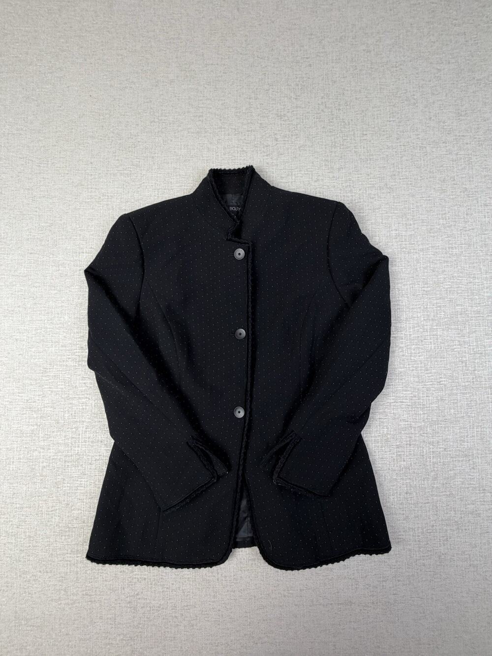 Nipon Boutique Women’s 6 Black Polka Dot Mandarin Collar Blazer Jacket